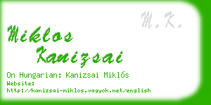 miklos kanizsai business card